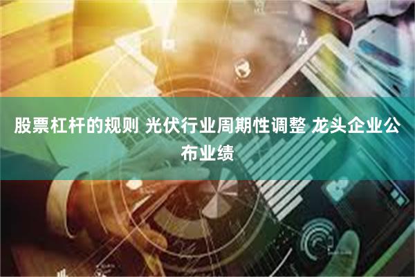 股票杠杆的规则 光伏行业周期性调整 龙头企业公布业绩