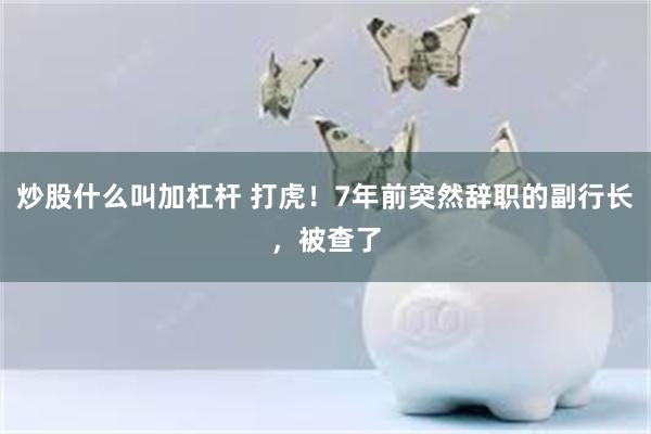 炒股什么叫加杠杆 打虎！7年前突然辞职的副行长，被查了