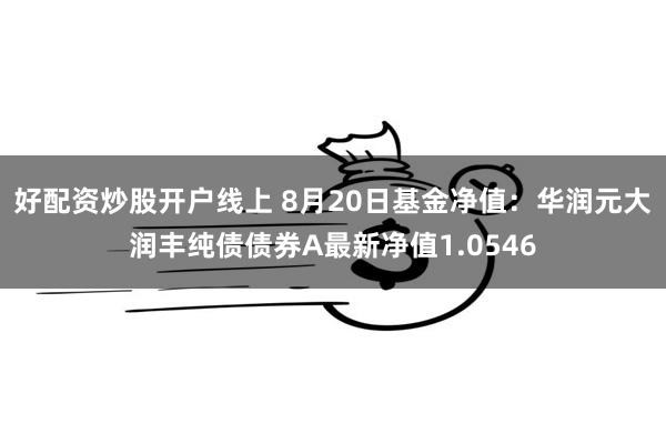 好配资炒股开户线上 8月20日基金净值：华润元大润丰纯债债券A最新净值1.0546